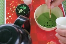 伊藤園の茶席 抹茶アートの講習