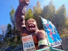 歴博通りから遺跡広場を背に建っている交通注意像